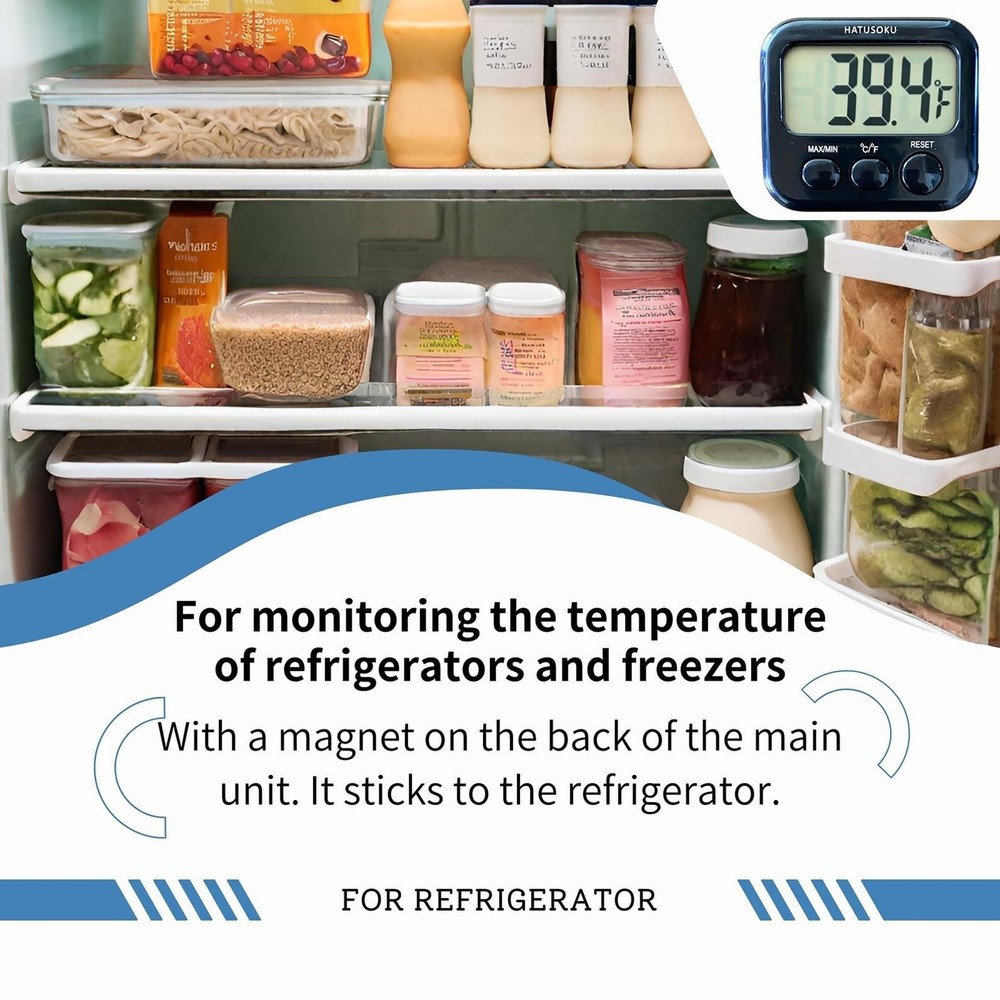 Digital Thermometer with External Sensor, Magnet, Suction Cup, Water Thermome...