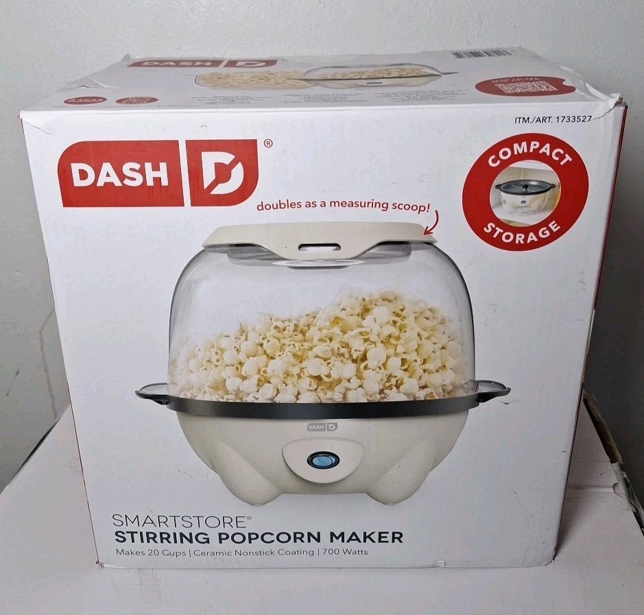 Dash SmartStore Stirring Popcorn Maker 20 Cups ,Ceramic Nonstick Coating