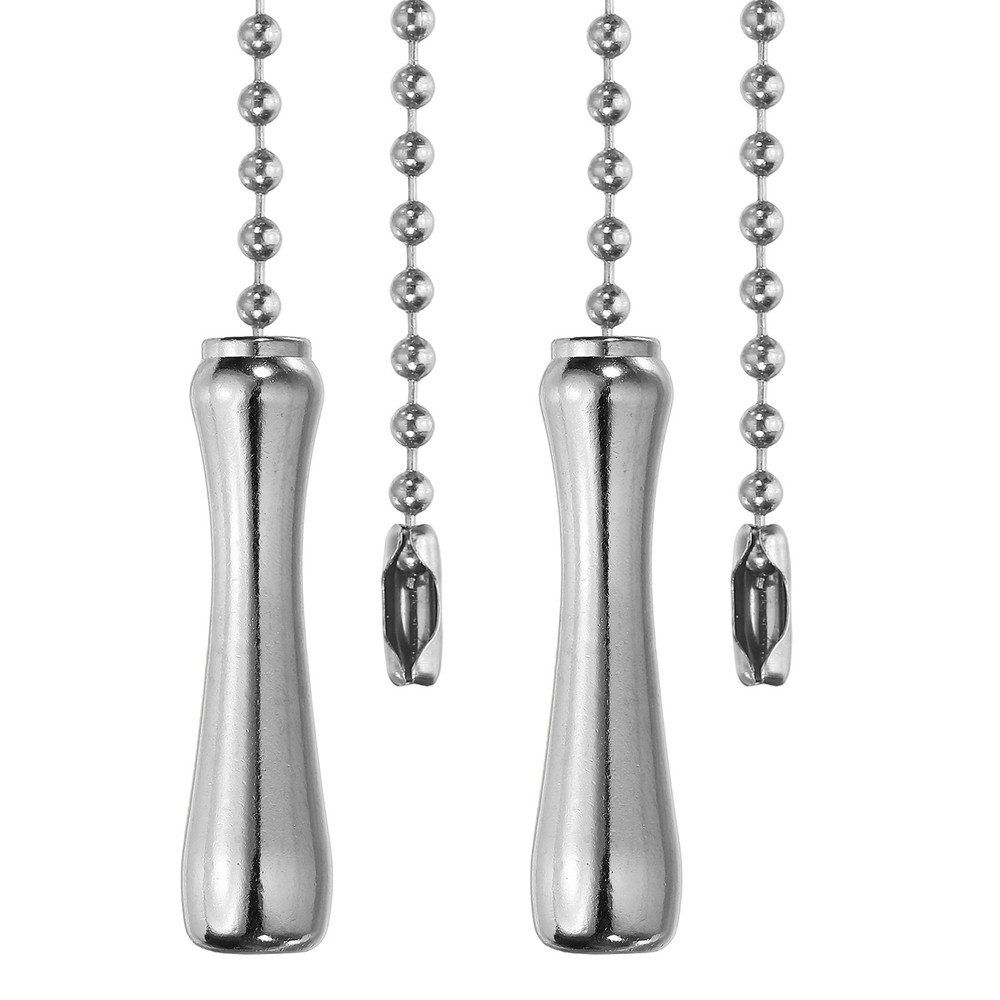 2Pcs 13" Alloy Ceiling Fan Pull Chain Handle Pendant, Silver Tone