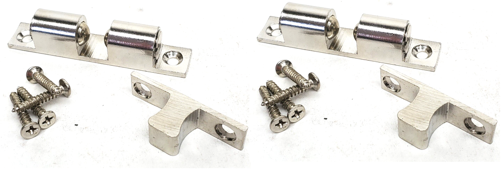 2 EPCO 1017-DC DOUBLE BALL CATCH LARGE SOLID BRASS 2-11/16" LENGTH NICKEL-PLATED