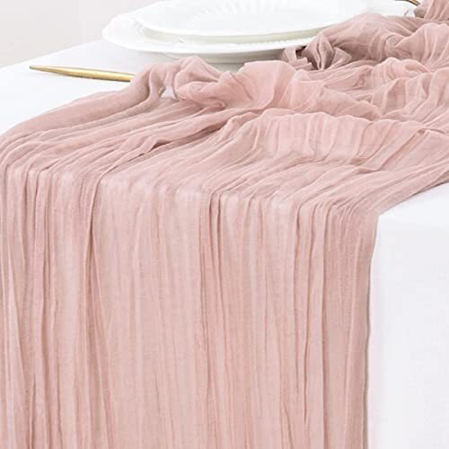 Pink Table Runner Spring Easter Cheesecloth Table Runner 10ft x 1pc Dusty Pink
