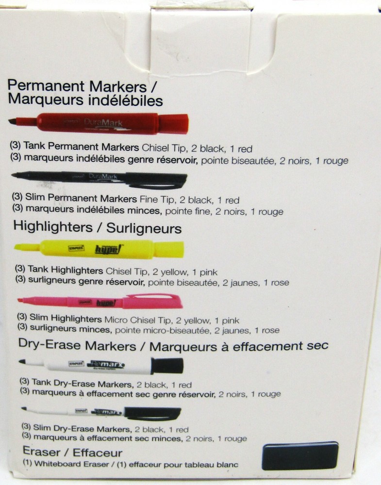 Staples 27146 Assorted Value Pack Permanent Markers, 18 Ct .