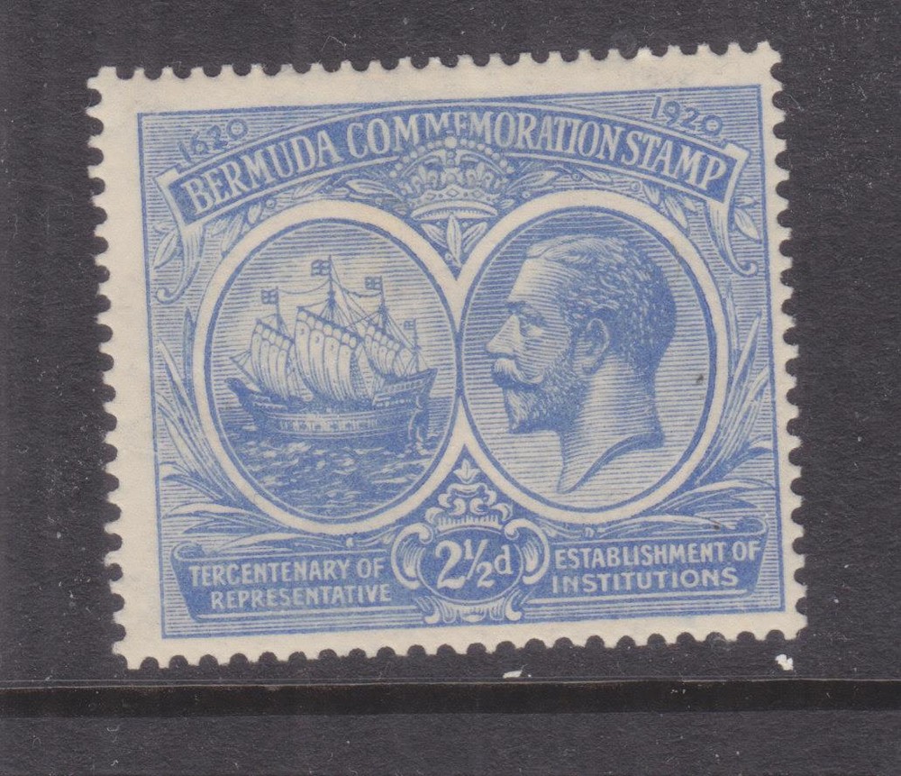 BERMUDA, 1920 Tercentenary, 1st. Issue, 2 1/2d. Bright Blue, lhm..