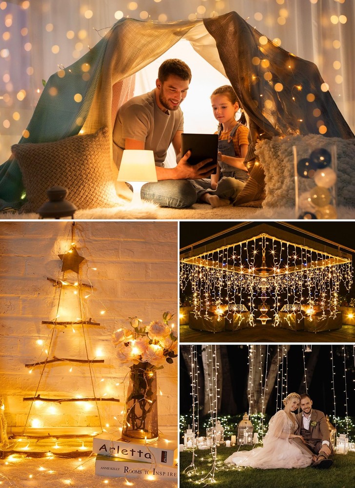 17Ft Warm White Battery Operated String Lights With Timer And 8 Modes