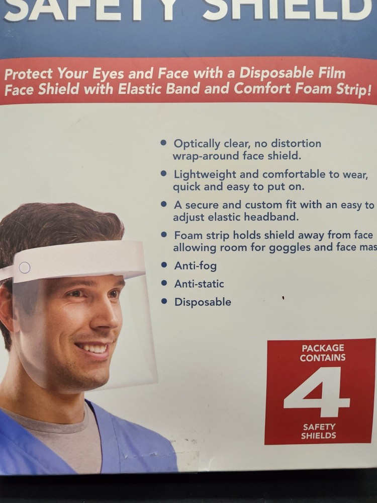 Protective Full Face Safety Shield 4 Pack New Sealed PPE