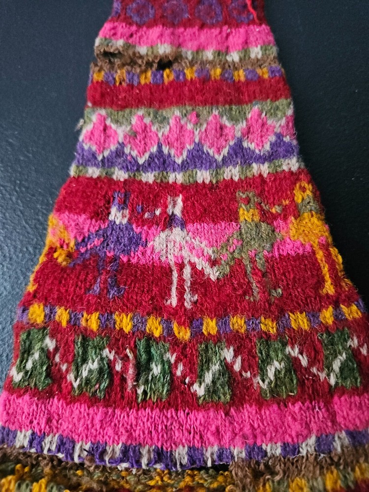 TRADITIONAL Q'ERO PERUVIAN CHULLO CAP. ALPACA WOOL. BUG DAMAGE