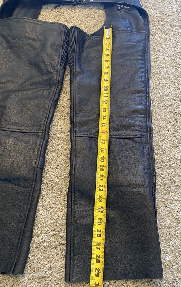 Renegade Classic Leather Motorcycle Chaps- Large High Quality Removable Lining