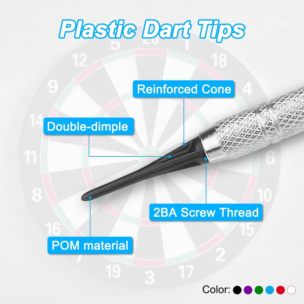 Plastic Dart Tips, 30 Pack 2BA Thread Soft Dart Tips Plastic Tip, Purple