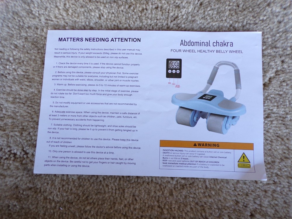 4-Wheel Abdominal Belly Roller Elbow Support Exercise Machine @hS