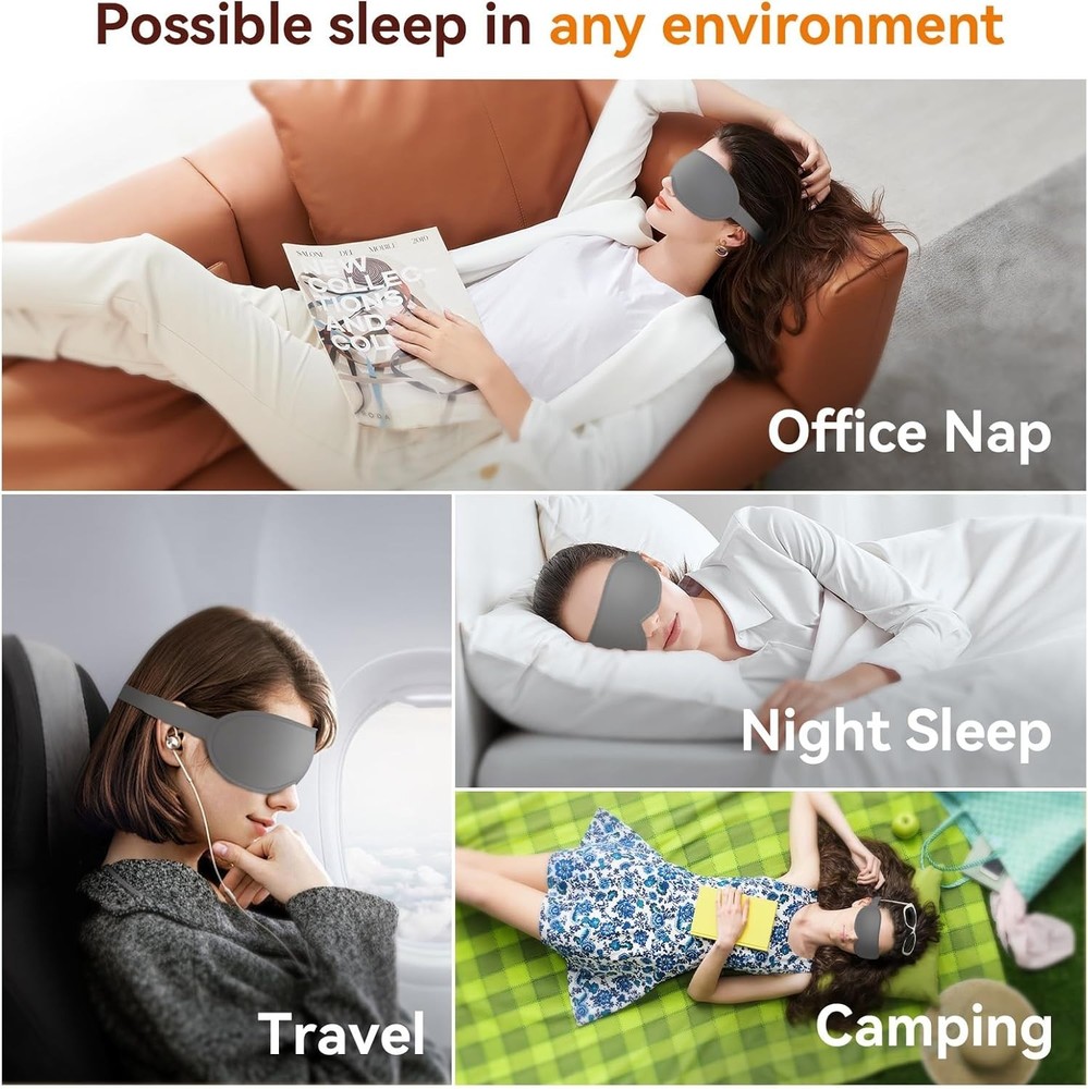 Luxurious 3D Light Blocking Sleep Mask - Zero Eye Pressure with Adjustable Strap