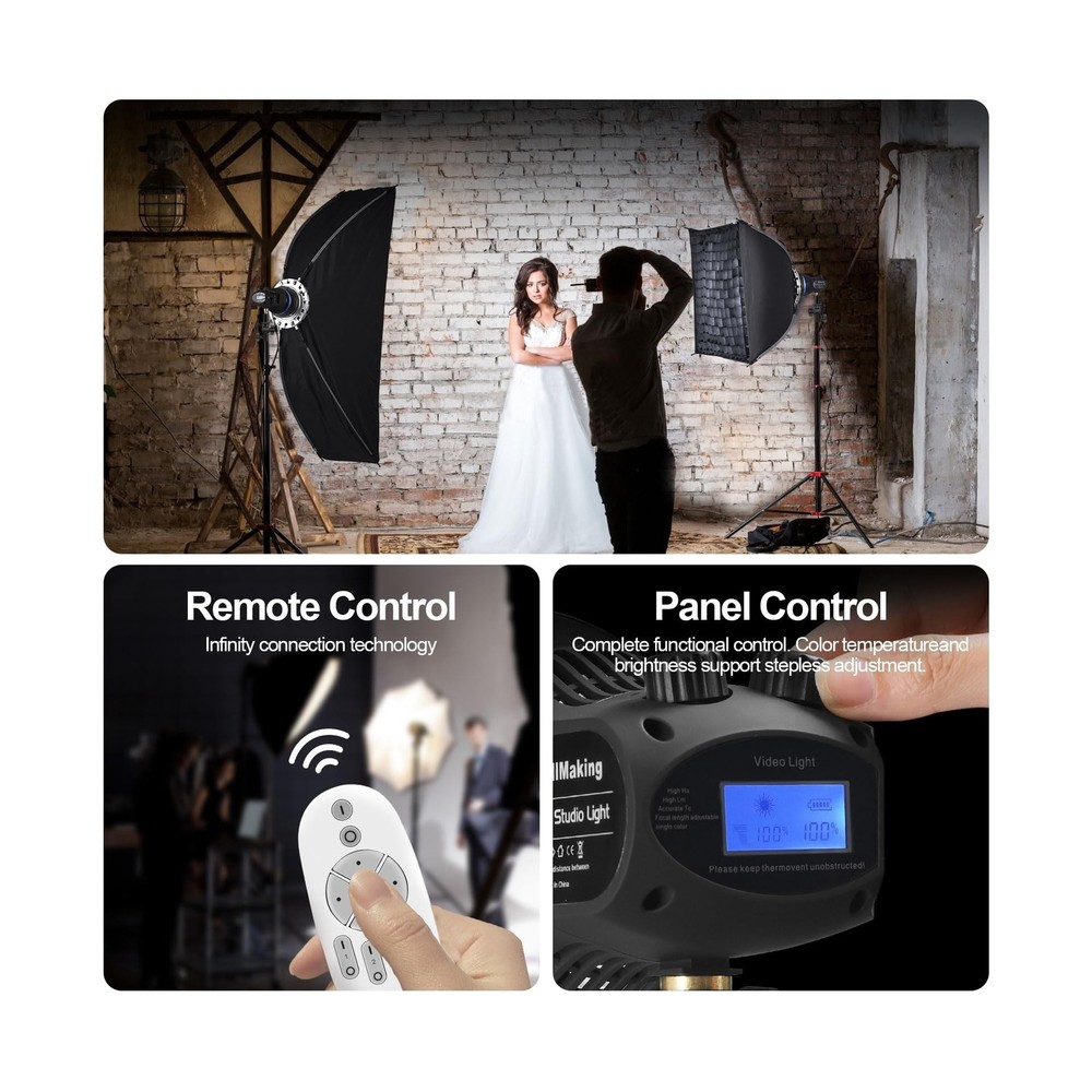 Wellmaking 80W Portable LED Light Continuous Light COB Spotlight Video Light ...