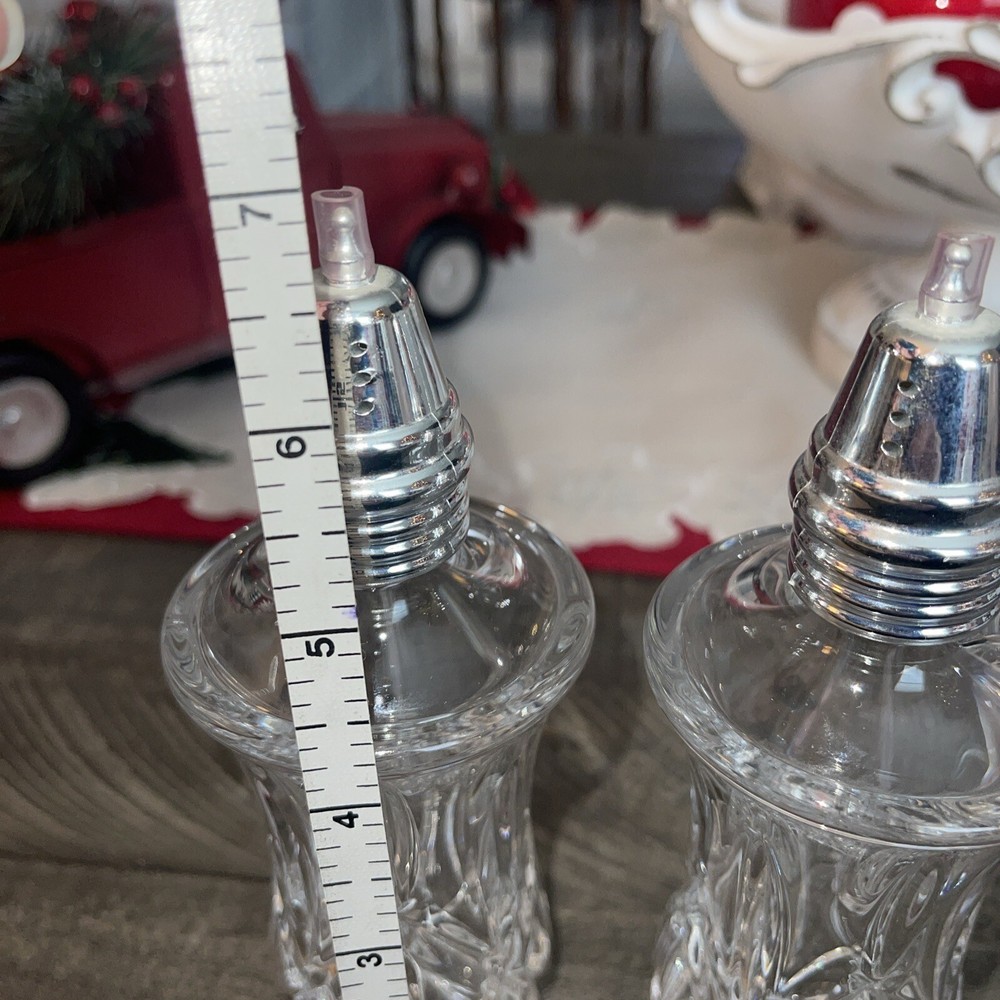 Salt & Pepper Shakers Gorham Crystal Lady Anne Pattern 7”