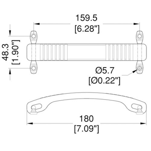 Penn-Elcom 0394BK Black Rubber Strap Handle 7" x 1"