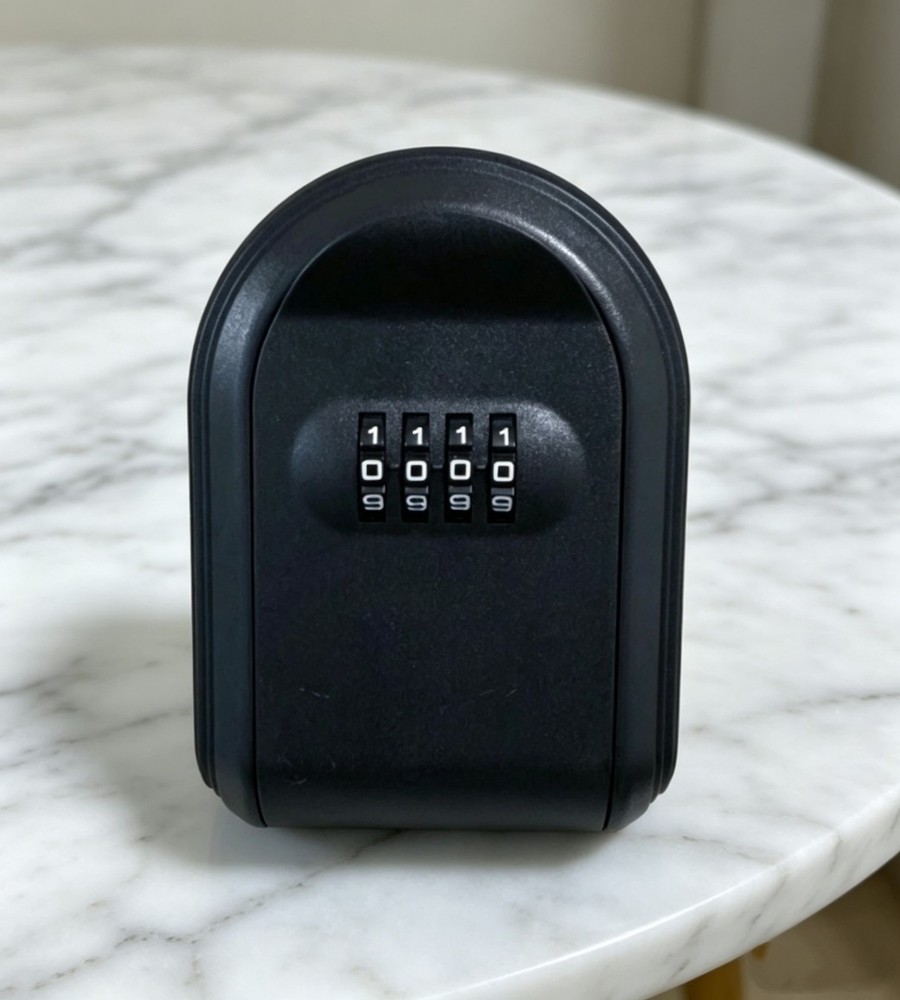 Black ABS wall mounted key box with 4-digit variable password for key storage