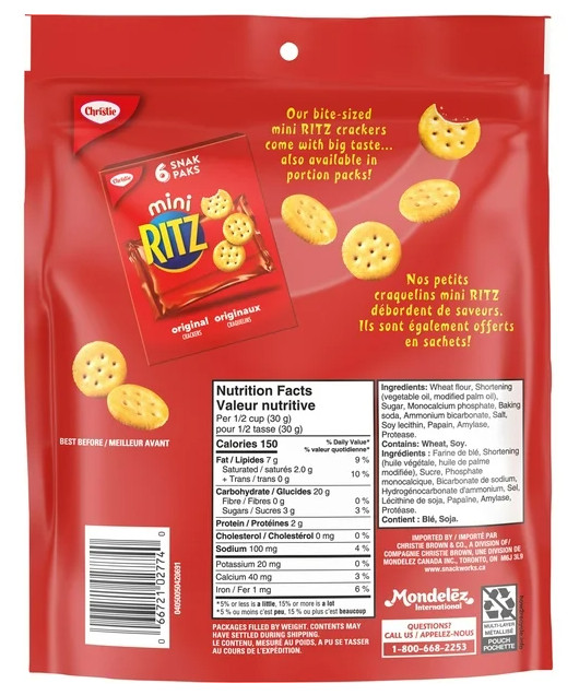 Ritz Mini Original Crackers Pouch 200g (3 Pack)