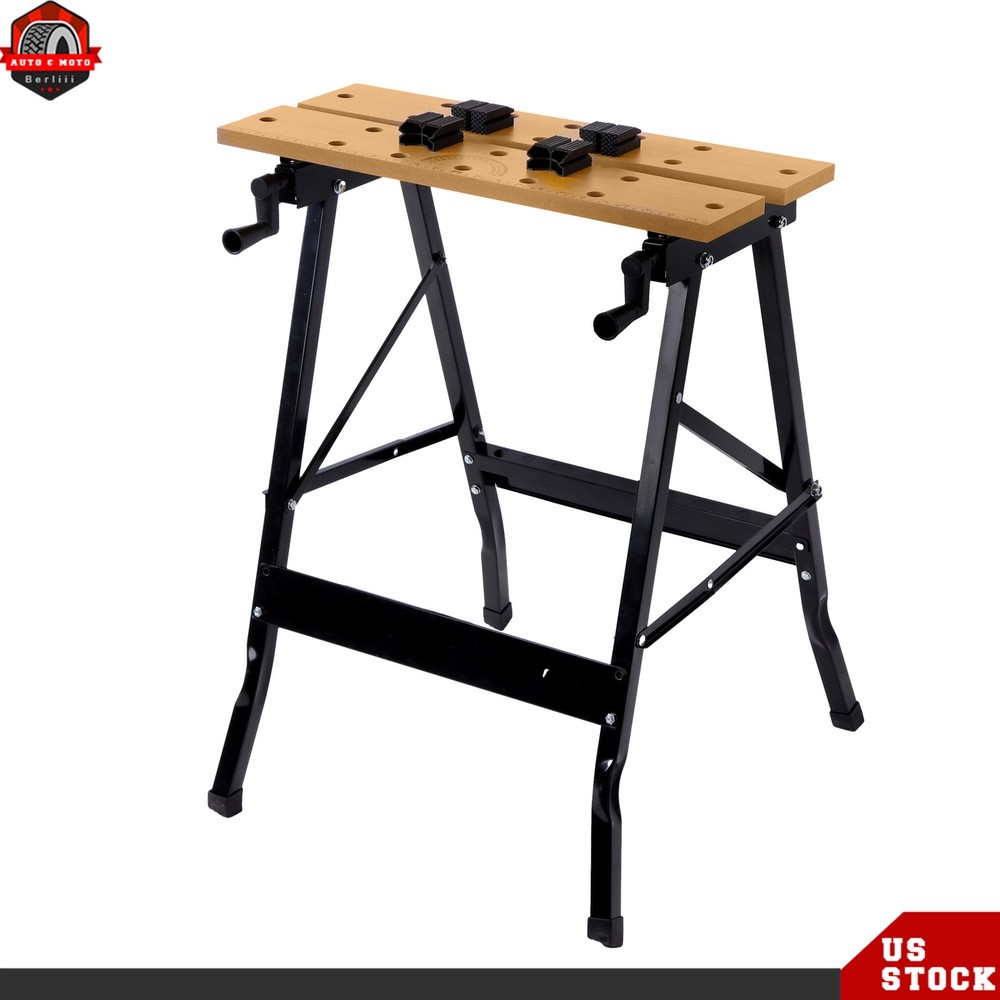 Adjustable Folding Workbench 220lbs Capacity with Built-in Ruler & Protractor