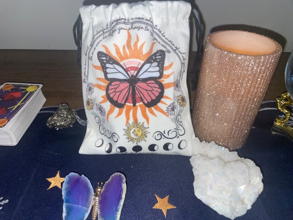 butterfly design tarot & crystal bag pouches