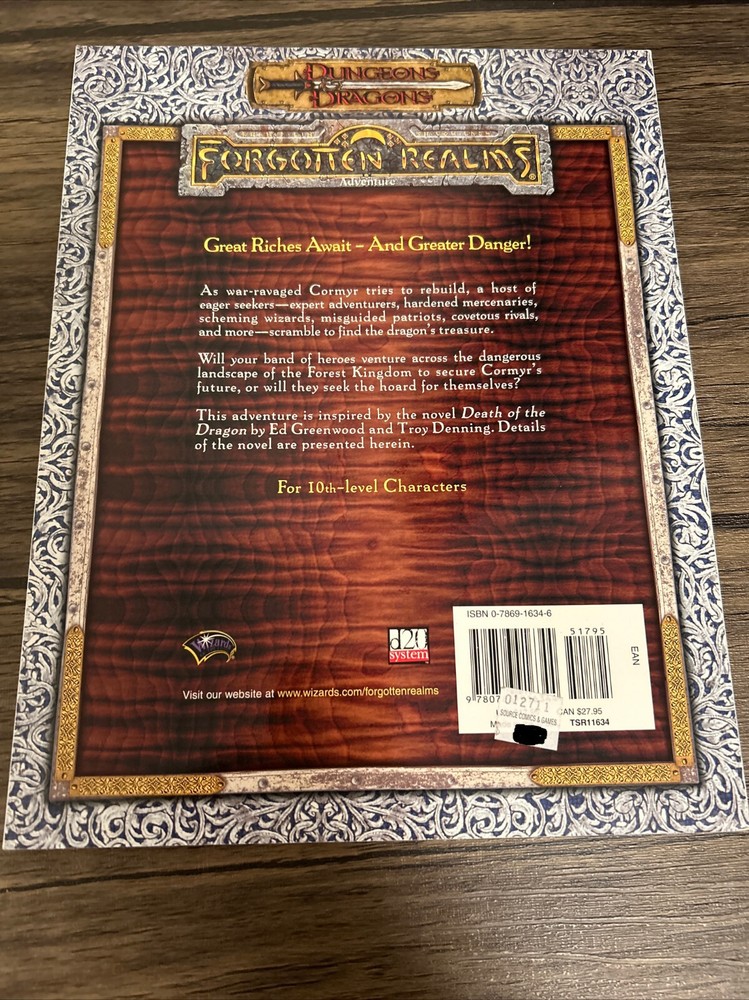 Into The Dragon's Lair Adventure Module (Advanced D&D Forgotten Realms)