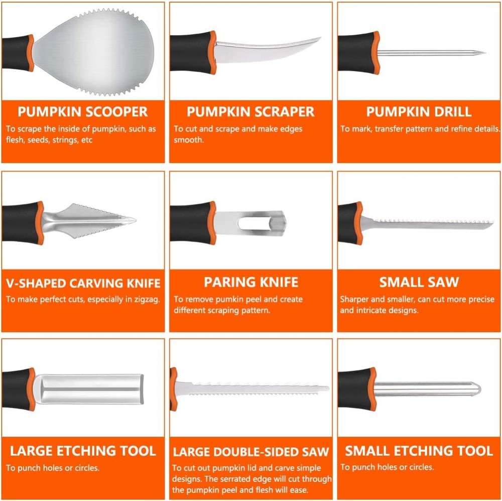 Halloween Pumpkin Carving Kit Professional Stainless Steel Tools