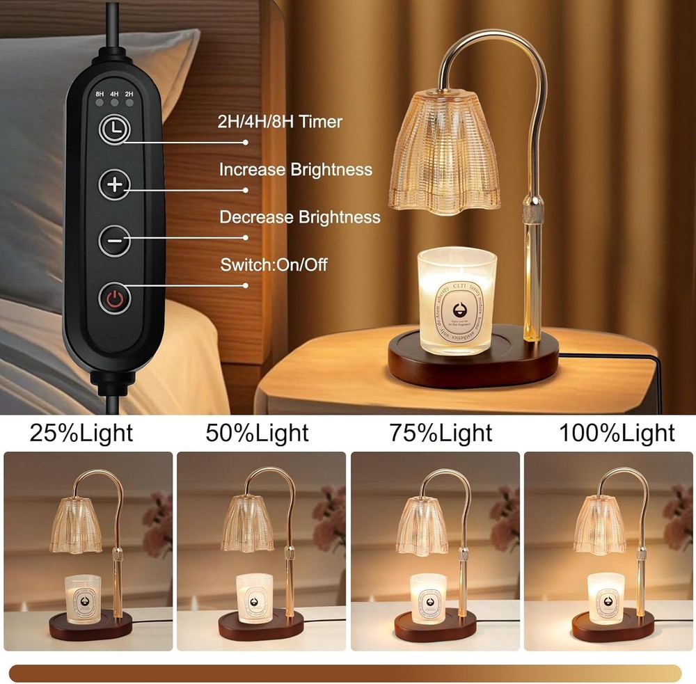 Candle Warmer Lamp with Timer & Dimmer, Height 1 pack, Walnut