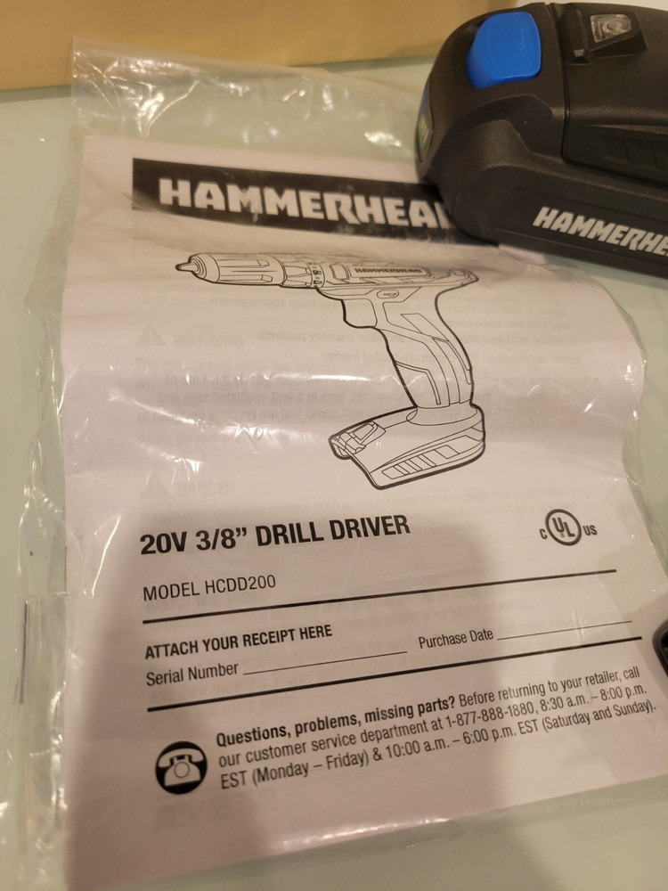 Hammerhead 20v 3/8" Drill/ Driver Kit Model:hcdd201 EUC