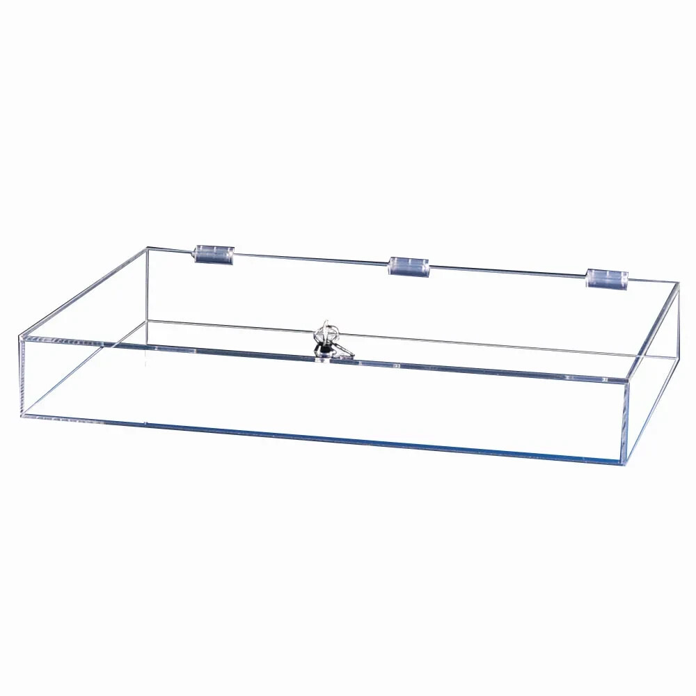 Clear Acrylic Rectangle Table Top Locking Display Case 24-1/4" x 18-1/4" x 3"