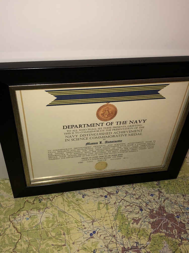 NAVY DISTINGUISHED ACHIEVEMENT IN SCIENCE COMMEMORATIVE AWARD CERTIFICATE Type-1