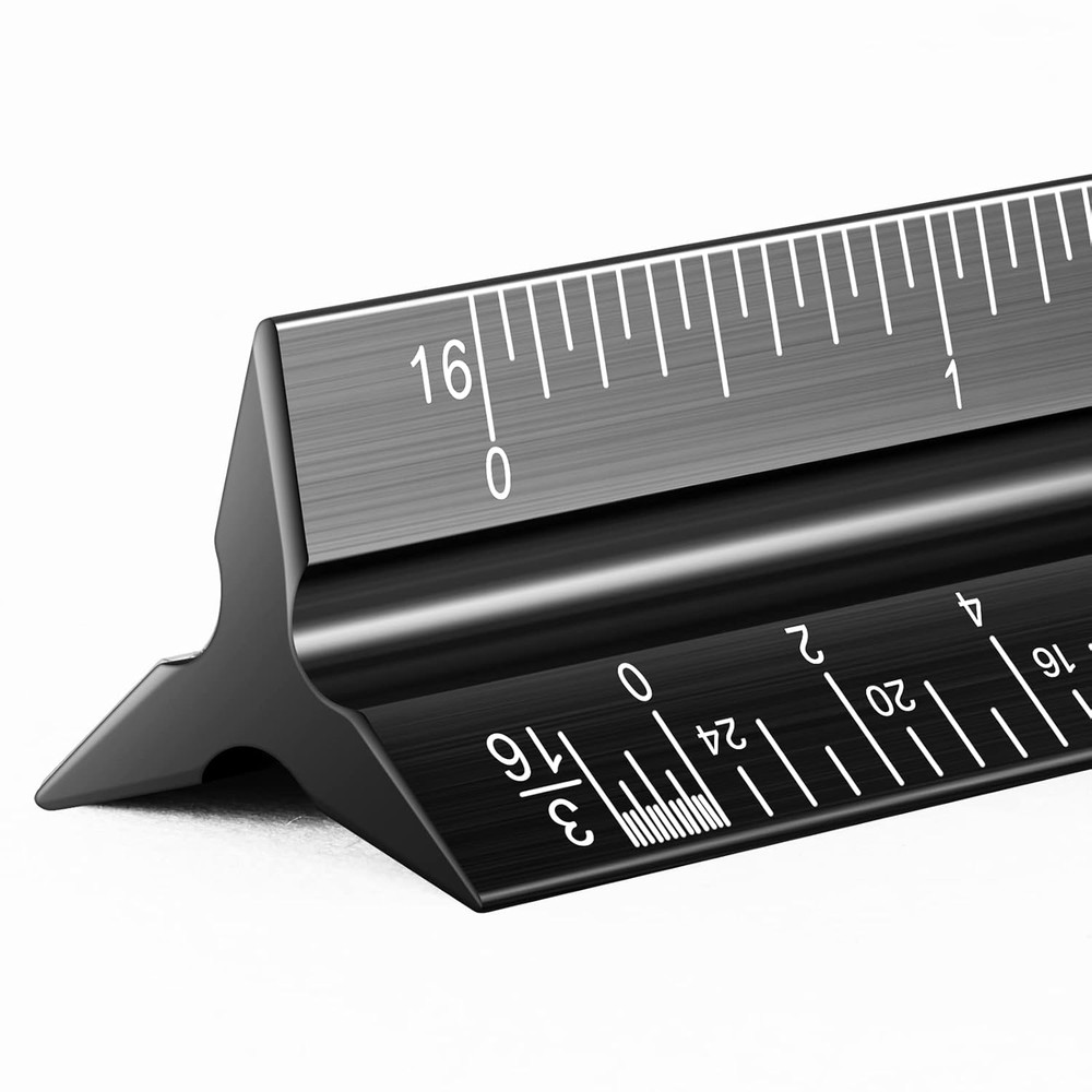 Architectural Scale Ruler for Blueprint, 12'' Metric Metal Engineers Triangle Dr