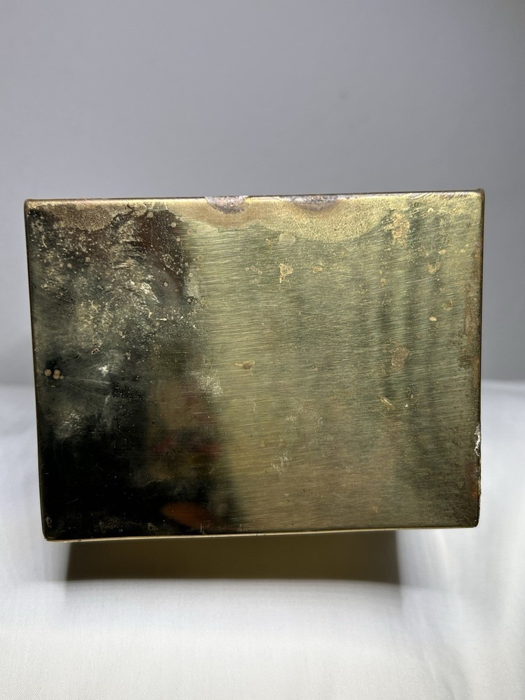 Vintage 12" Rectangular Brass Planter ~ Irving Schwartz "Contempora" Medallion