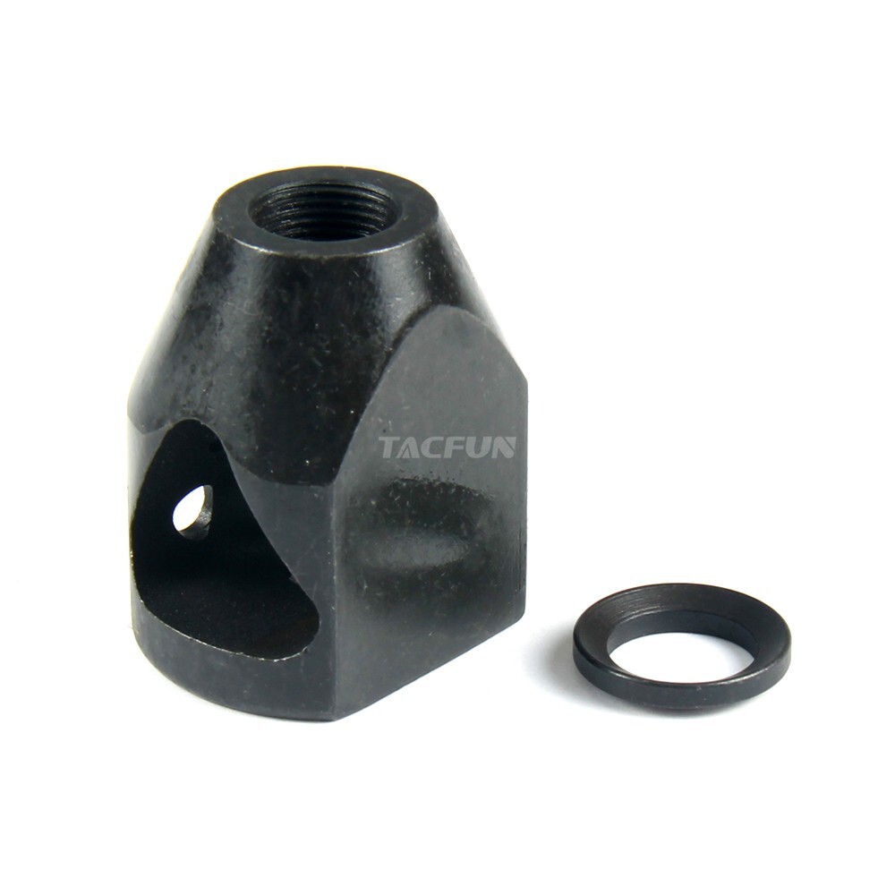 Steel 9mm Short Compact Mini Tanker Style Muzzle Brake 1/2x36 Thread