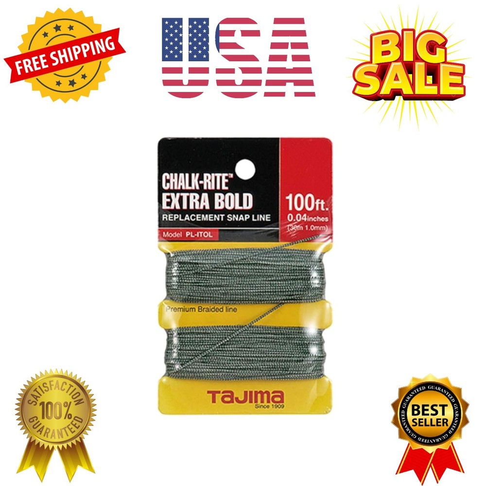 Replacement Snap-Line - 1.0 mm x 100 ft Chalk-Rite Braided String for Extra-B...