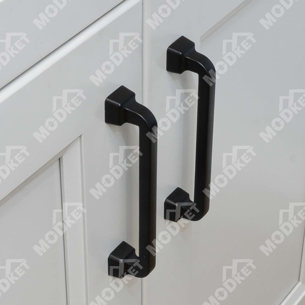 Square Matte Black Solid Cabinet Handles Pulls Knobs Kitchen Bathroom Drawer