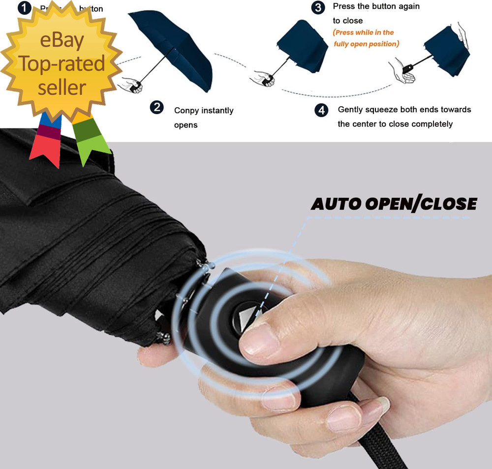 Compact Travel Umbrella - Windproof Auto Open/Close Small Folding Umbrella
