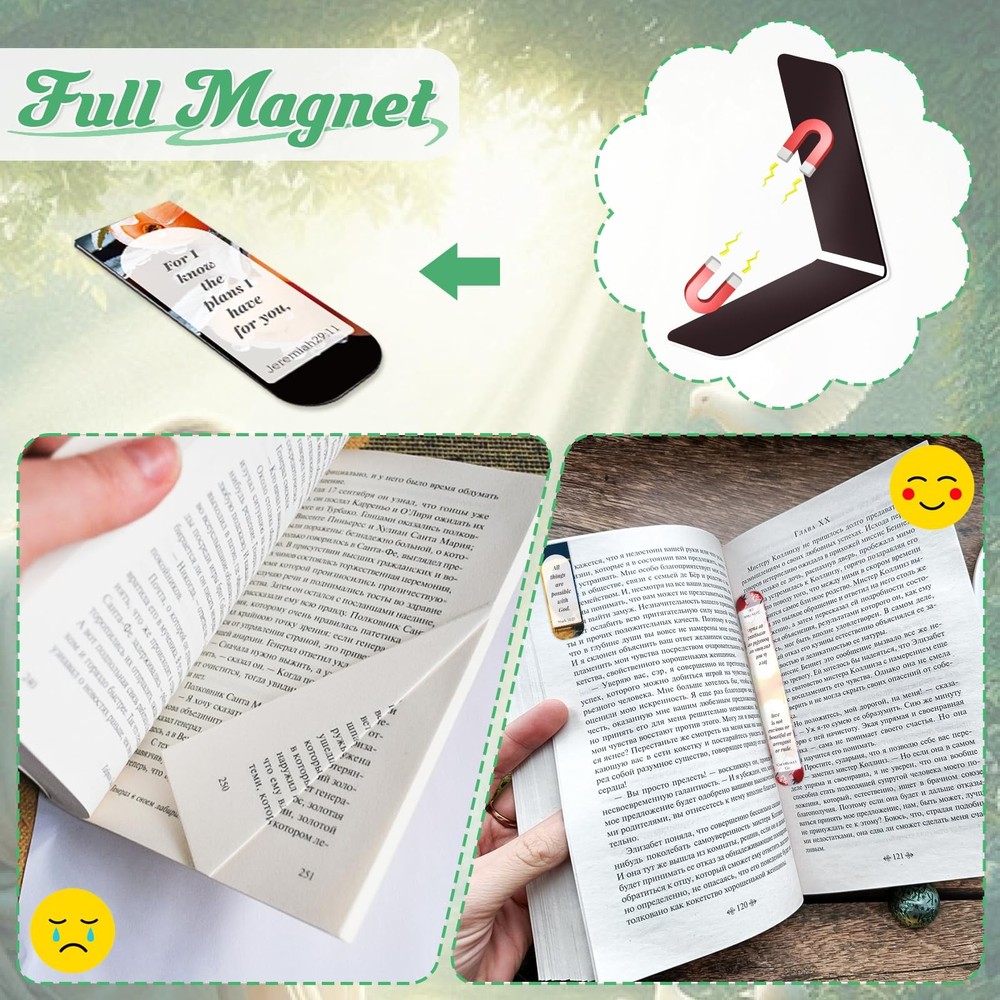 Bible Verse Magnetic Bookmarks, 50 Pcs Inspirational Scripture Maroon