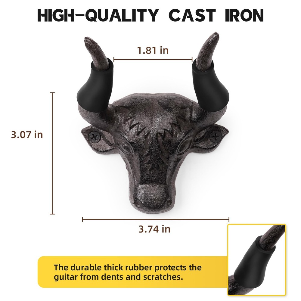 Guitar Wall Mount Hook 2 Pack, Cool Guitar Wall Hanger Cast Iron, Decorative ...