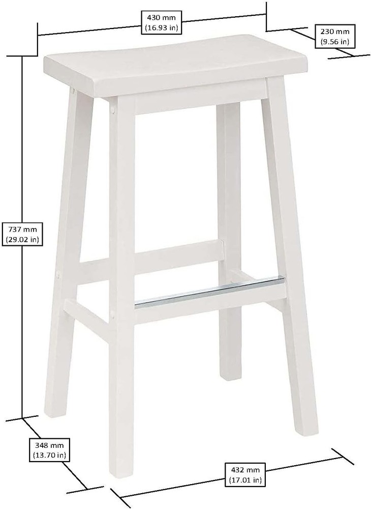 Solid Wood Saddle-Seat Kitchen Counter Barstool W/ Footrest Easy Assembly