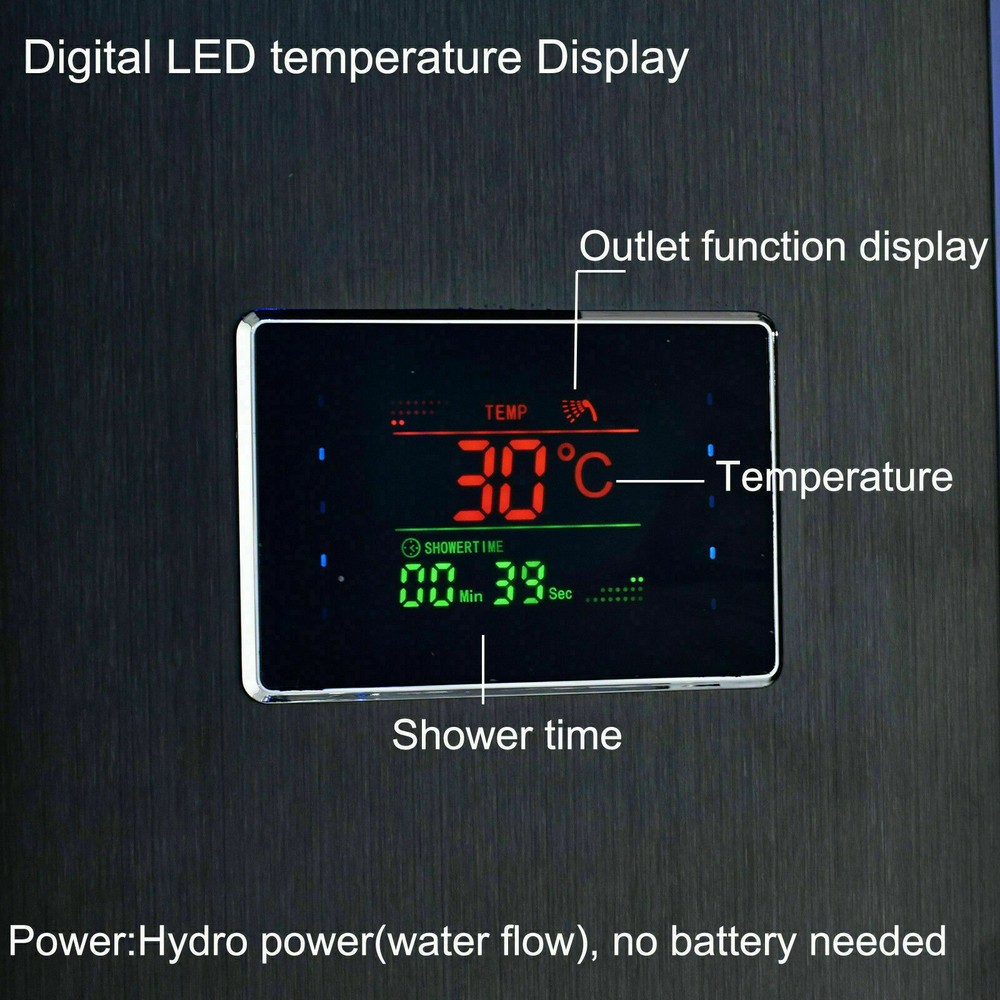 ELLO&ALLO Led Rainfall Waterfall Shower Panel Tower Rain Massage Body System Jet