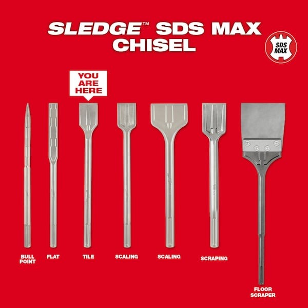 Milwaukee Tool 48-62-4258 Sds-Max Sledge 2"Tile Chisel
