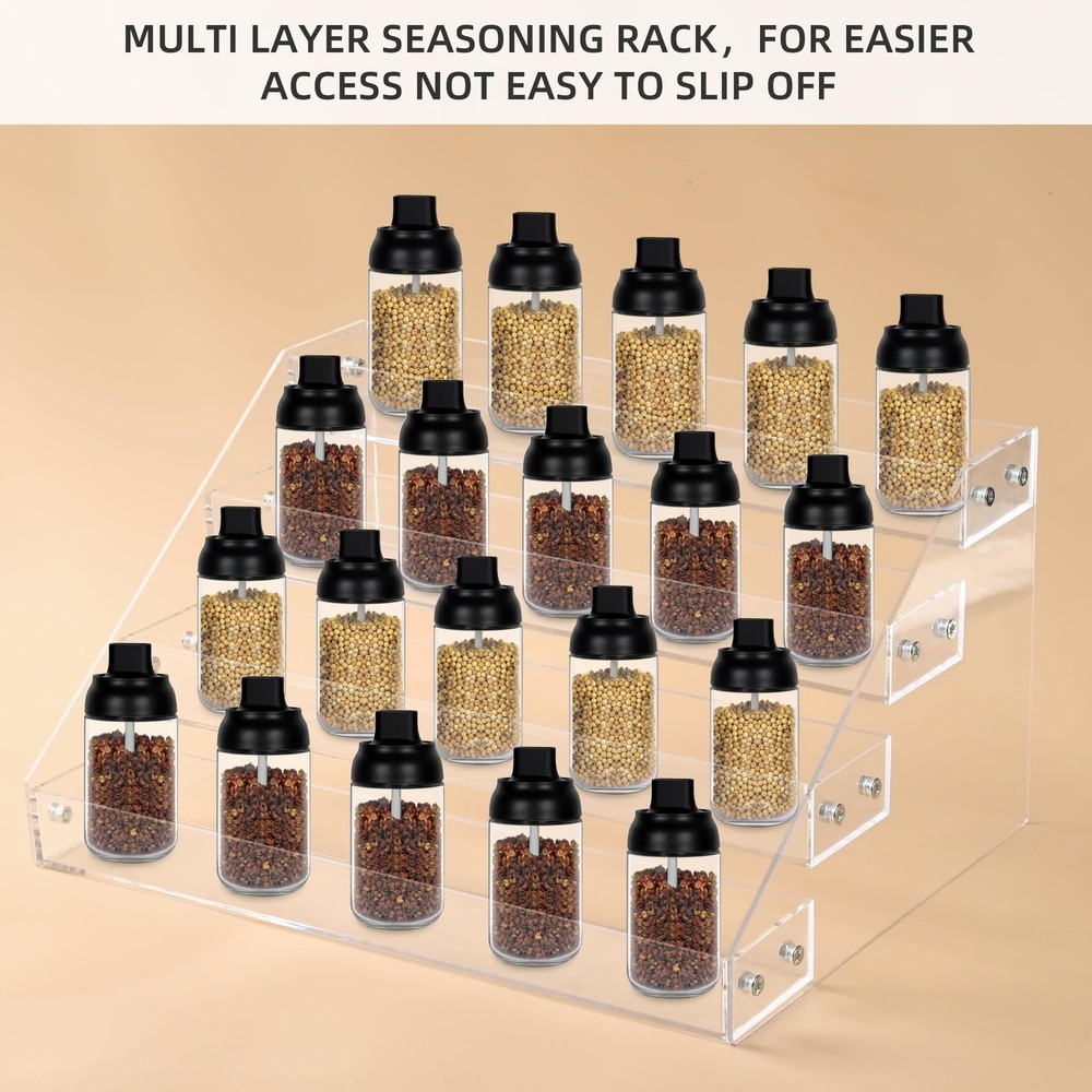 12" Acrylic Riser Display Stands - 4 Tier Clear Acrylic Display Shelf, Double...