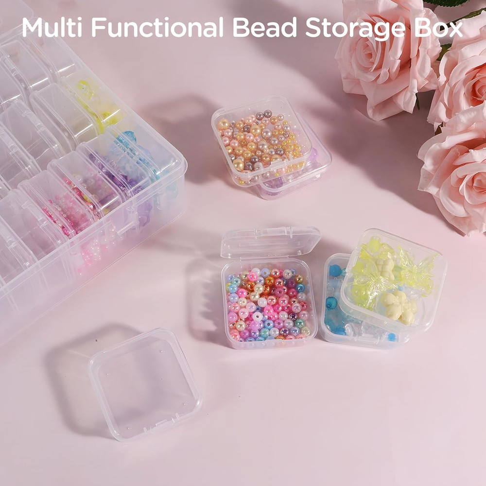 30Pack Bead Organizer Box with Hinged Lid - Clear Bead Storage Containers for Or