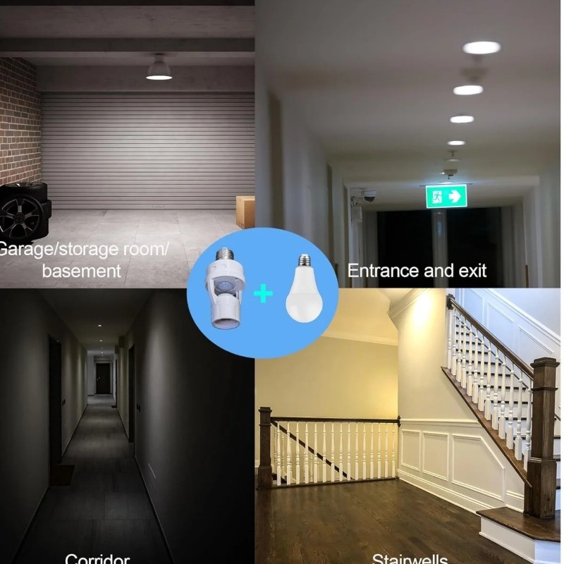 10-Pack E26/E27 Smart Motion Sensor Light Socket Adapter, Auto On/Off Screw-In