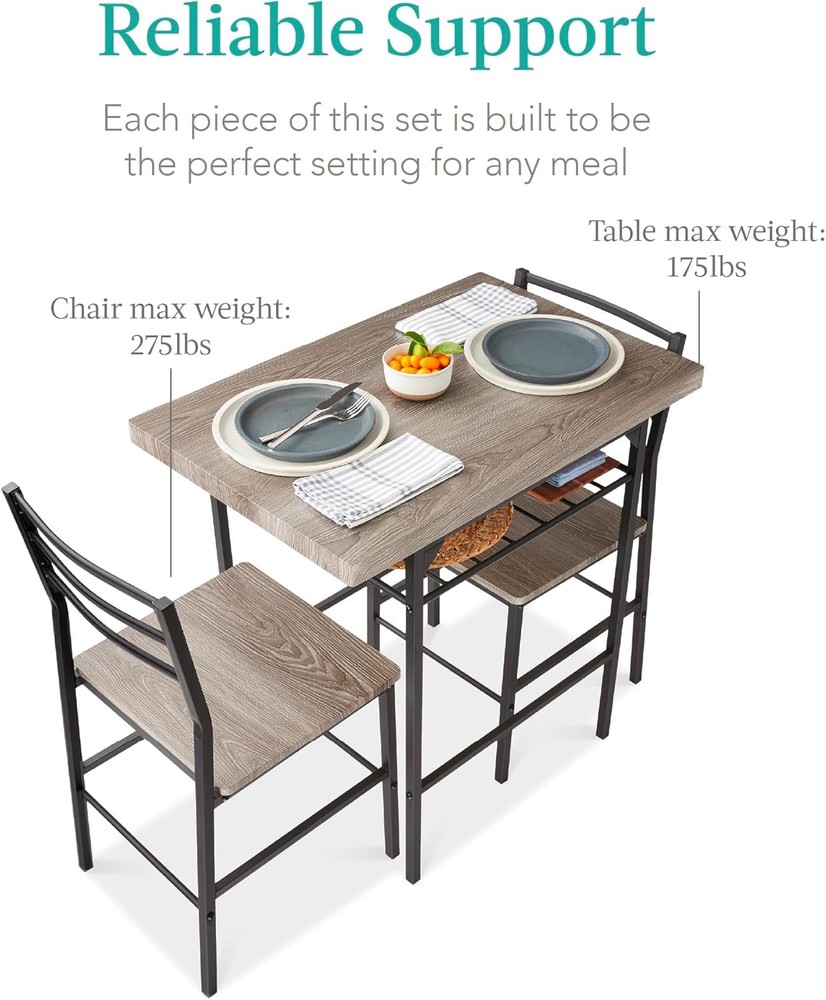 3-Piece Modern Dining Set Space Saving Dinette Kitchen Dining Room Small Space