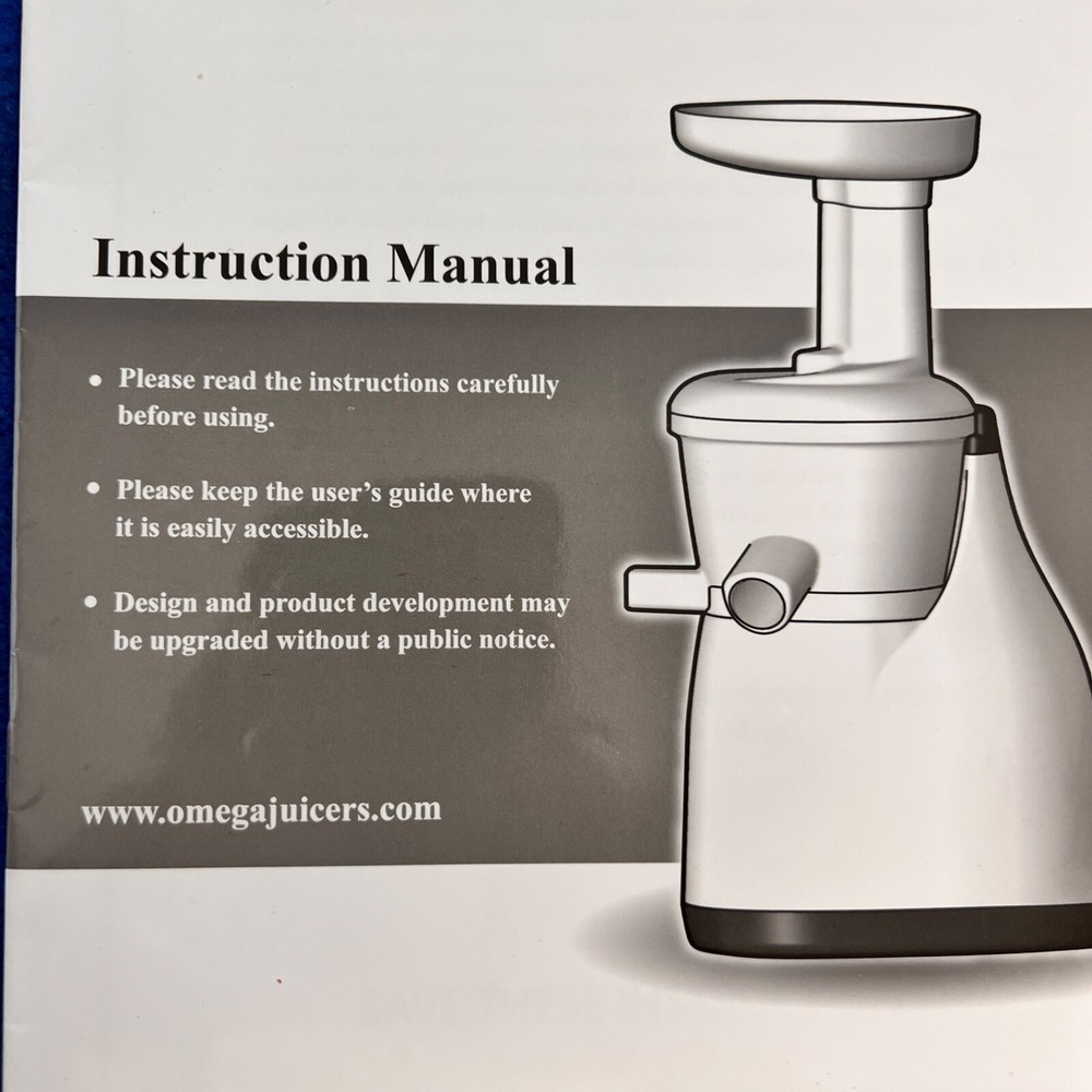 Omega Vert Juicer Low Speed Juicer Extractor User Manual Guide Book Cold Press