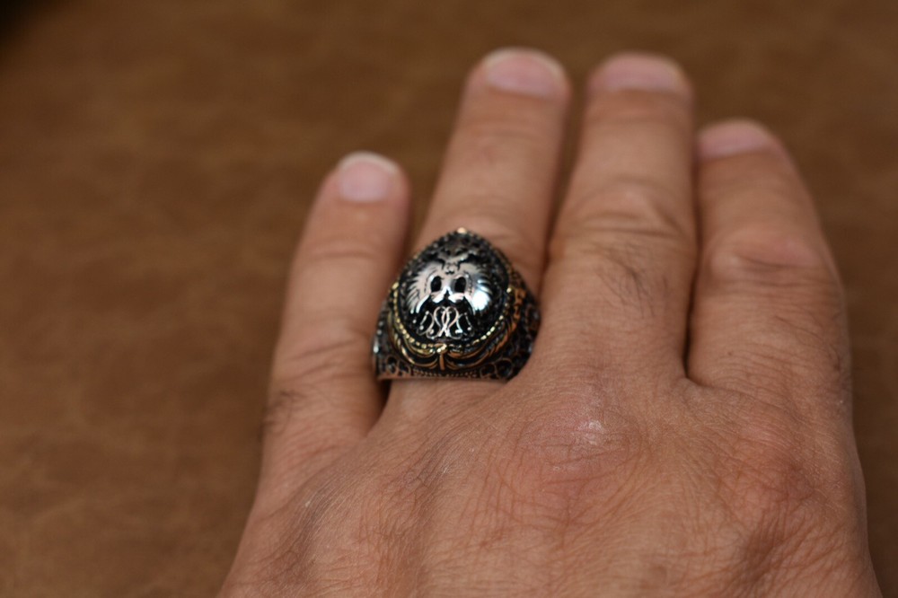 Handmade 925 Sterling Silver Men's Ring Double Eagle Pattern Size : 8 US MAN