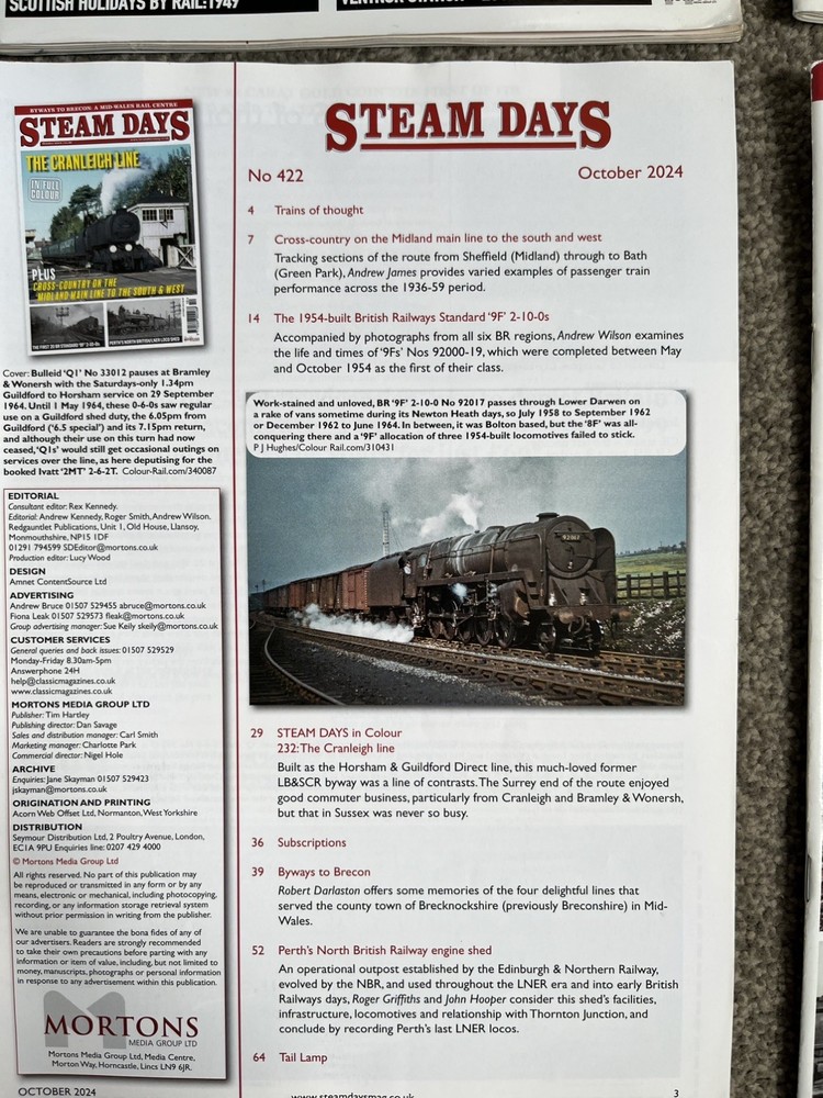 Steam Days Magazine, 2024, 7x Misc Issues,