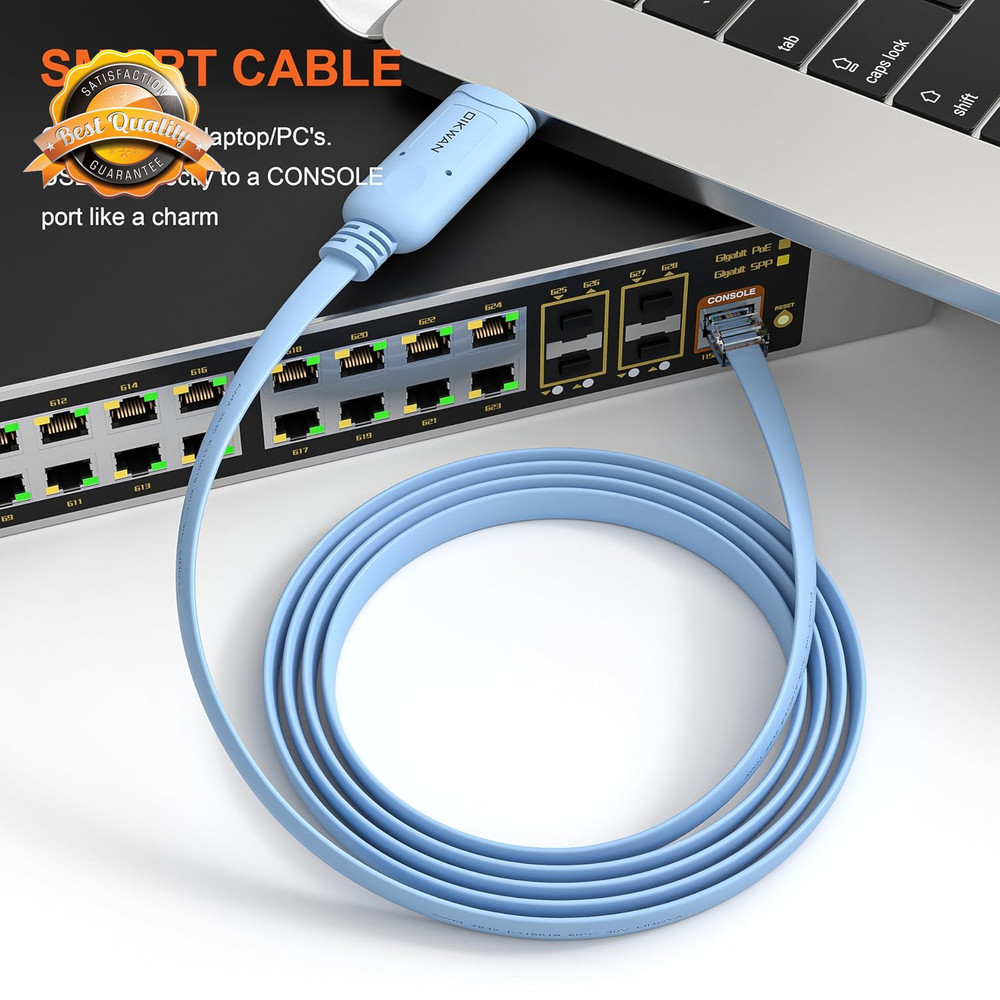 USB to RJ45 Console Cable for Router Switch Network 1.8M Blue