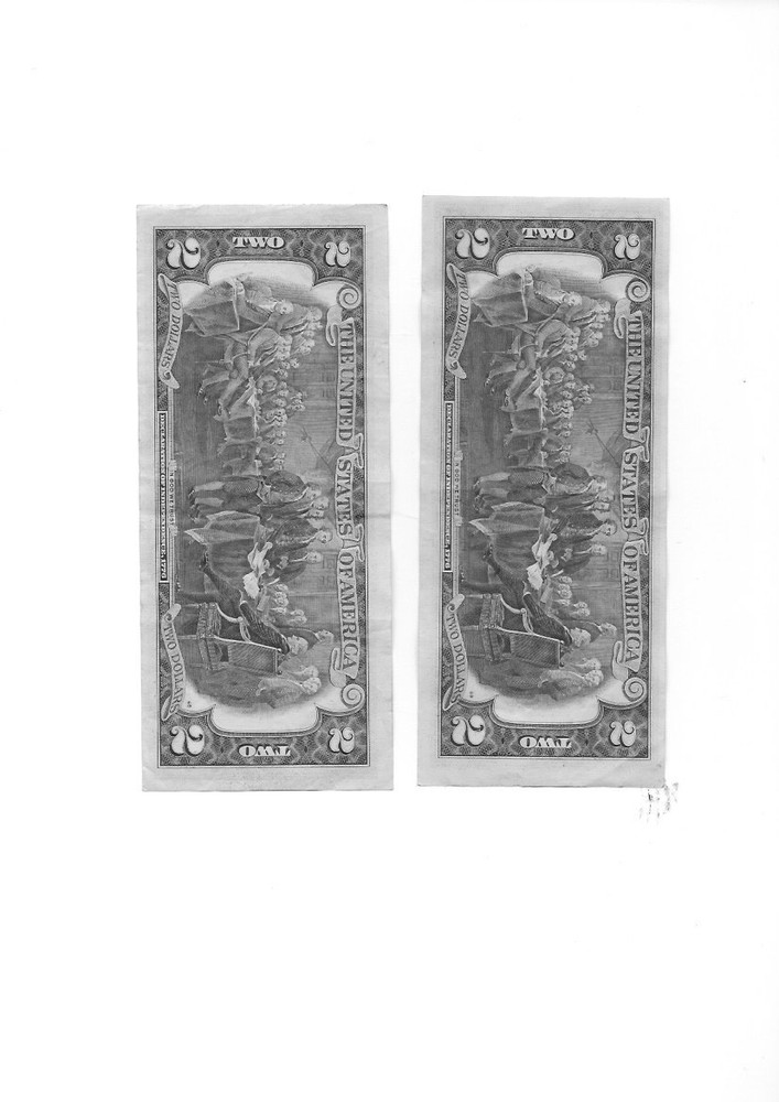 $2 Notes (2 each) - 1976 - Shifted Serial numbers / Mis cut's / Errors