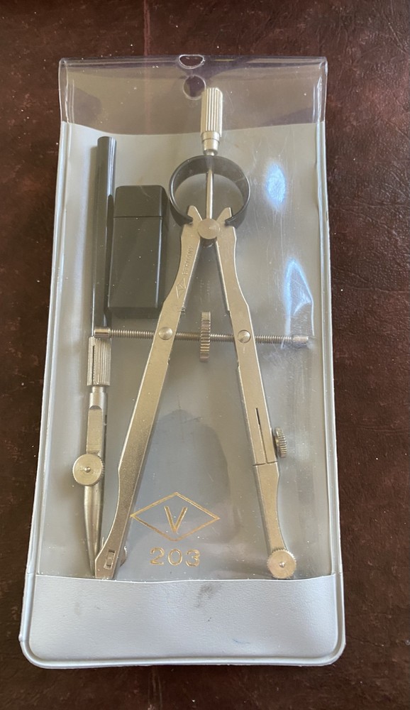 Vemco 203 Compass with interchangeable points Precision bow compass pristine