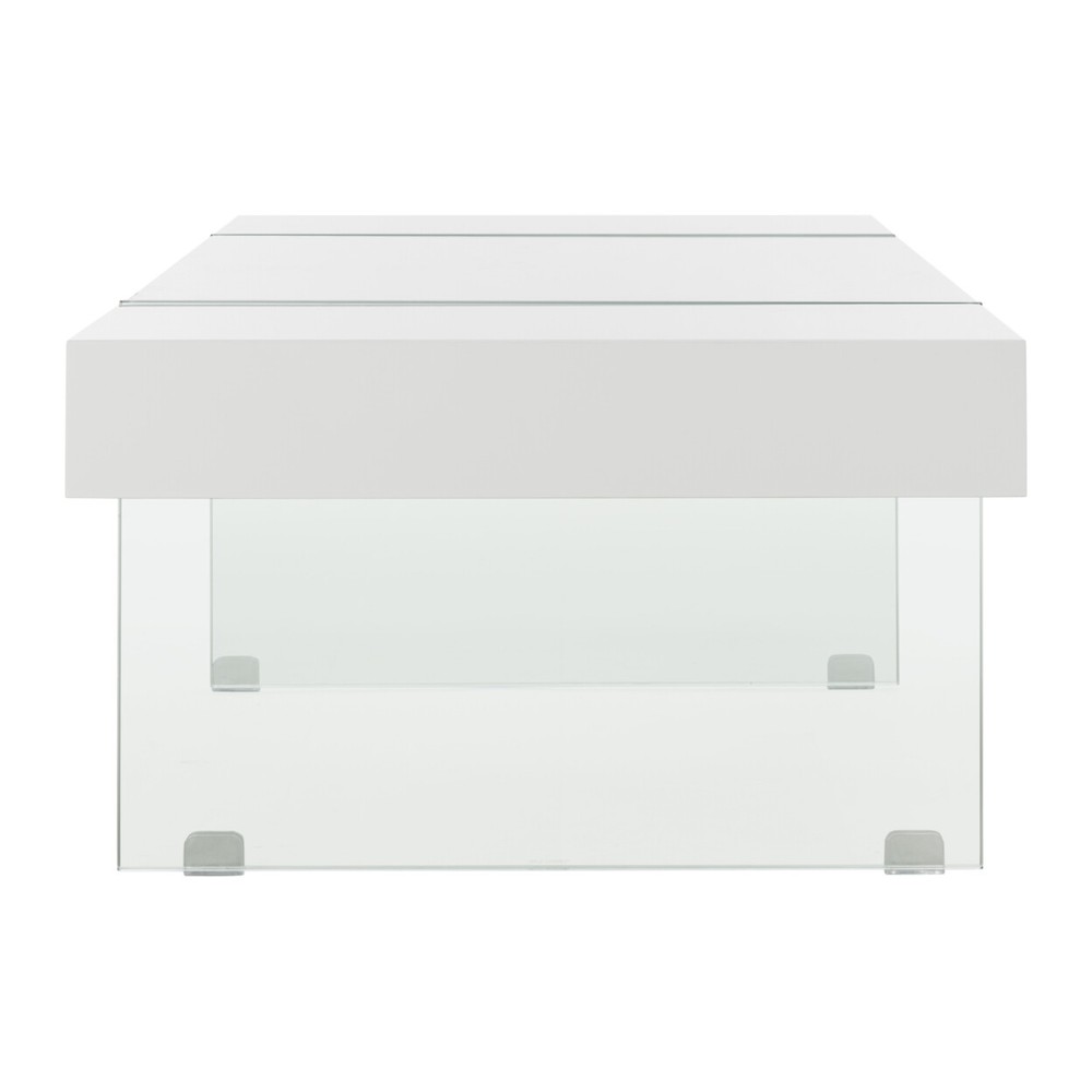 SAFAVIEH Jacob Rectangular Glass Leg Modern Coffee Table | White / Glass |