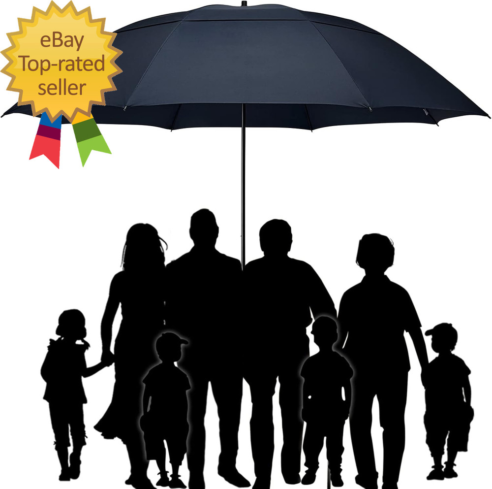 80 Inch Huge Large Oversize Golf Umbrella Double Canopy Vented Windproof Stick U